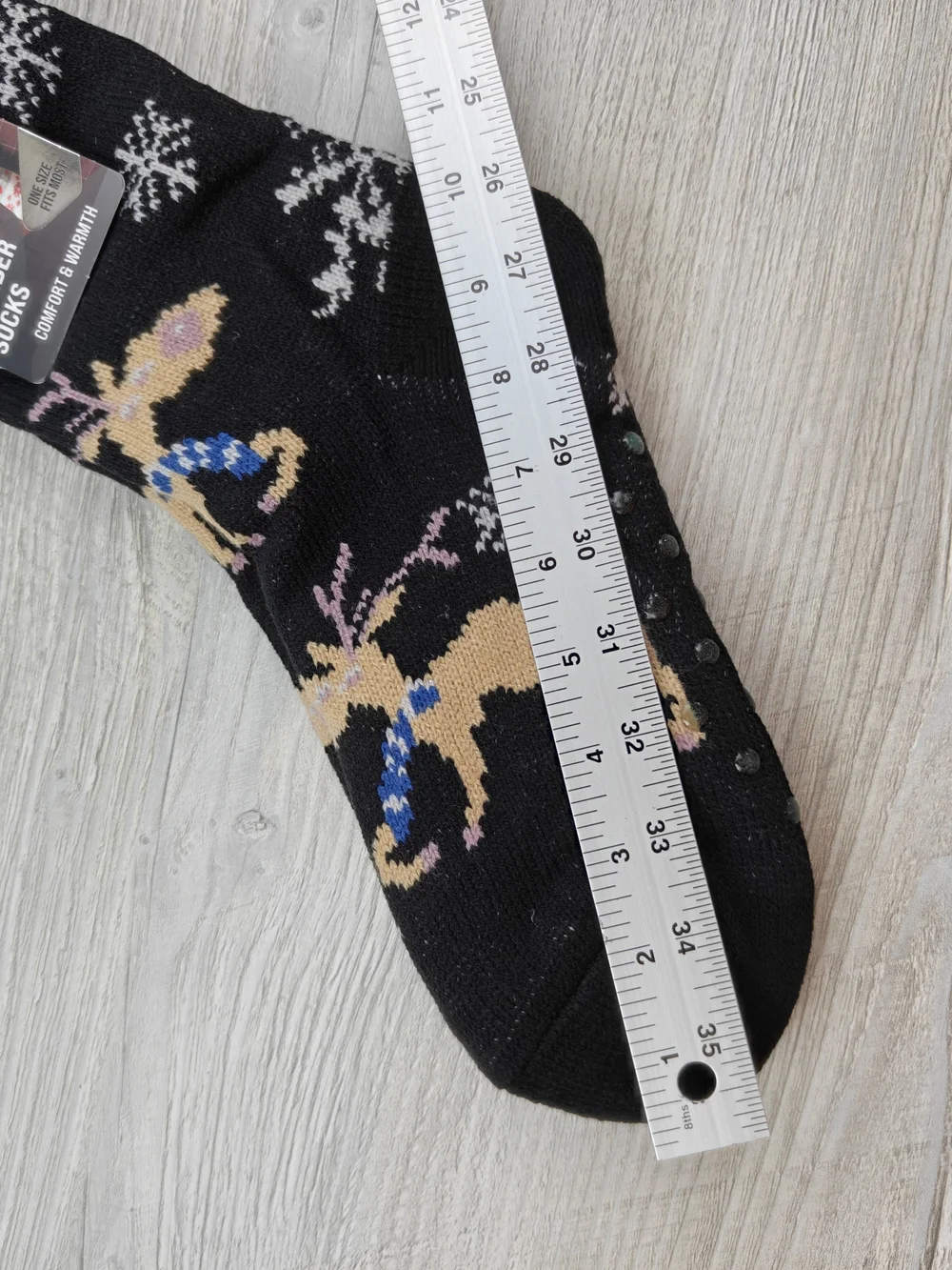 NEW Women's Sherpa Slumber Socks Black Snowflake Reindeer Pattern Non-Slip